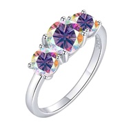 Total 4.0CT D Color Moissanite Three Stone Engagement Ring 925 Silver Rings 18K Gold Plated Customs 