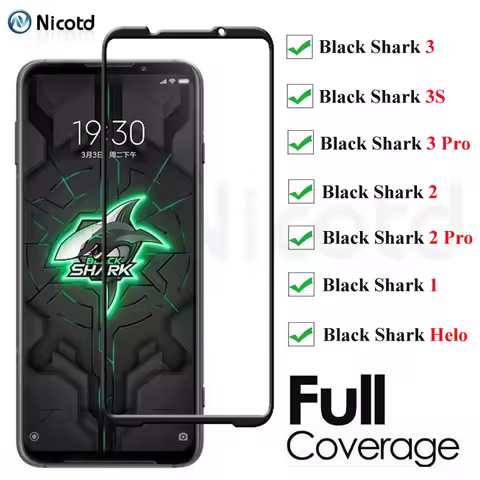 9H Full Glue Tempered Glass For Xiaomi Black Shark 3 2 1 Full Cover Screen Protector On The For Blac
