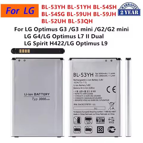 BL-53YH BL-51YH BL-54SH 54SG BL-59UH 59JH 52UH 53QH Battery For LG Optimus G3 mini G2 mini LG G4 Opt