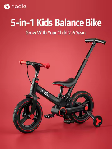 4-in-1 Kids Balance Bike with Training Wheels & Push Handle, Lightweight Foldable Toddler Bike for 2