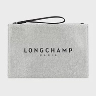 LONGCHAMP ROSEAU系列帆布LOGO字母手拿包 亞麻