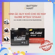 Bình Ắc Quy Khô Xe Máy GLOBE WTZ6V 12V6AH 6A gtz6v 12v 6ah