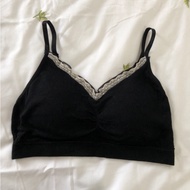 Training bra size 75/80 A/B black ribbed elastic with white lace trim