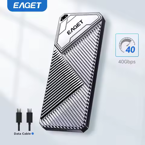 Eaget Thunderbolt 4/3 USB 4.0 with M.2 PCIE 4.0*4 NVMe Enclosure USB C Tool-Free Aluminum SSD Enclos