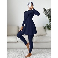 3PCS Muslim Swimsuits for Women Long Sleeve Swimming Tops + Swimming Pants + Hijab Burkini Full Cove