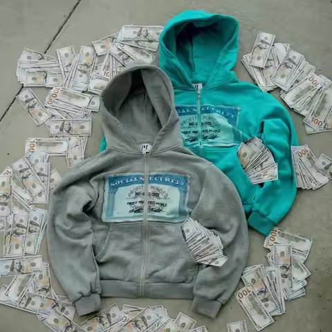 2000s New PM Fashion Men Hoodies Harajuku Hip Hop Printing Long Sleeve Coats Loose zipper Hooded Swe