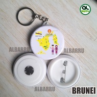 GANTUNGAN SOUVENIR BRUNEI DARUSSALAM KEYCHAIN/PIN FRIDGE STICK BROOCH DIAMETER 4.4 CM