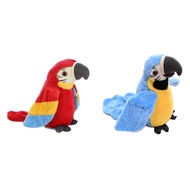 2x Talking Parrot Talking Parrot Plush Toy Electronic Bird Pet Talking Plush Parrot (Red&Blue)