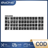 BYONE 1PC สติ๊กเกอร์แป้นพิมพ์ภาษาไทยสติกเกอร์ตัวอักษรสีขาวบนพื้นหลังสีดำคีย์บอร์ดสติกเกอร์สำหรับ PC 