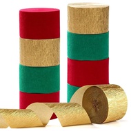 4 Rolls Christmas Crepe Paper Streamers Red Green Gold Crepe Paper Rolls  DIY Christmas New Year Roo