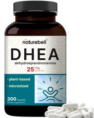 DHEA 25mg, 300 Capsules | Micronized Grade for Better Absorption – Plant-Based DHEA Source – Support