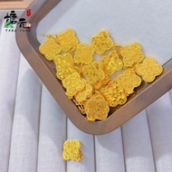 AA5 916 gold Crushed Ice Four-Leaf Clover Pendant /emas loket 916 Flashing Crushed Clover