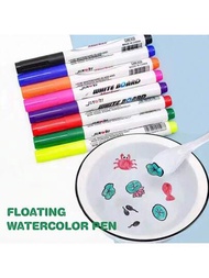 12入組可擦洗&amp;可水洗的12色白板筆，可在水中漂浮，帶有各種圖形。是兒童和學生喜愛的繪畫工具，也是教學和辦公的水性筆。附帶一個白色勺子。