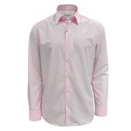 Guy Laroche เสื้อเชิ้ตแขนยาว คอปก สีพื้น ปักโลโก้ ทรง Slim Fit สีชมพู รุ่น BAB6254P5LP