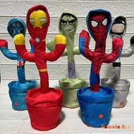 Superhero Rechargeable Dancer Cactus Glowing Dancing Electronic Plush Toys Can Sing Record Lighten f