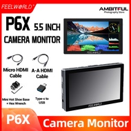FEELWORLD P6X 5.5 "กล้องอลูมิเนียมมอนิเตอร์1000nit 4K HDMI หน้าจอสัมผัสแอลซีดีเครื่องโทรทัศน์วงจรปิด
