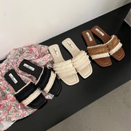 Women's Outdoor Beach Sandals Spring and Summer New Square Toe Open Toe Tassel Flip-Flops All-Match 