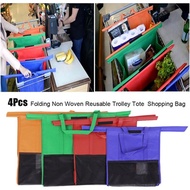 4Pcs Folding Non Woven Reusable Trolley Tote Supermarket Grocery Shopping Bag