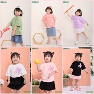 HIGH QUALITY - DOKMA cotton round neck girls' shirt with wide horizontal form (3-7Y) (DA2033 - DA215