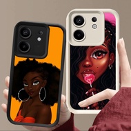 C-33 Brown Girl Casing for ITEL RS4 P55 Infinix HOT Note 50 50i Pro Plus 5G Black and White