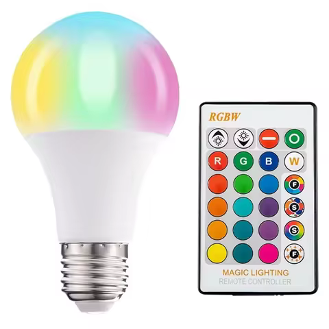 E27 RGB LED Bulbs With Light Switch 220V RGB 5W-30W Remote Control Colorful Spotlights For Home Livi