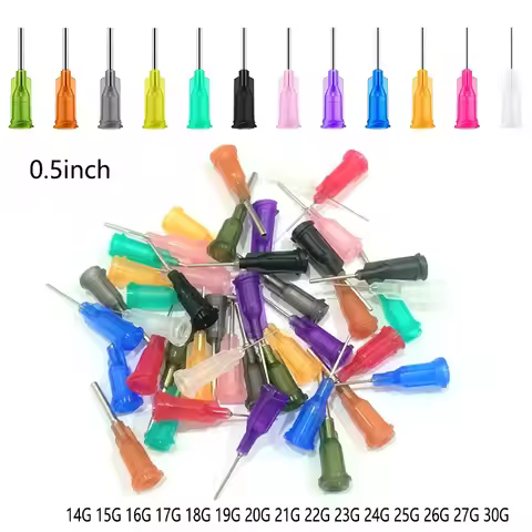 10/25/35/55pcs 0.5inch Precision Liquid Dispenser Syringe Needles 14G 15G 16G 17G 18G 19G 20G-30G Ga