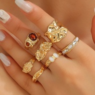 Jewelry Jewelry Geometric Fashion Retro Alloy Ring Irregular Diamond Ring Set Female Accessories 3CZ