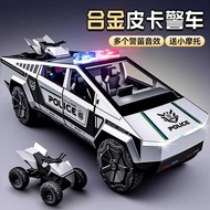Children Toy Car Police Large Tesla Pickup Alloy Car Model Simulation Bus Toy Boy