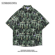 SINRANSINYA丨แขนสั้น เสื้อเชิ้ตชาย-เสื้อแขนสั้นลายดอกไม้สำหรับเสื้อเชิ้ตผู้ชายเทศกาลน้ำฮาวายเสื้อเชิ้ตชายหาดอินสตาแกรมวินเทจเสื้อเชิ้ตลายดอกหล่อ