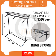 Gawang Baju Rak Gantungan Baju Full Kotak Rak Ram Besi Minimalis / Gawang Dengan Pipa Kotak Plus Rak