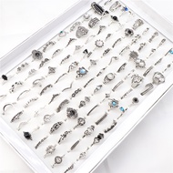 100pcsLot Bohemia Vintage Golden Silver Plated Mix Style Finger Rings For Women Gift Jewelry