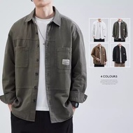 Retro Workwear Shirt Jacket Men's Casual Cotton Shirt Loose Jacket Wear-Resistant Workwear