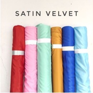 kain satin velvet 1 roll 60 yard - biru langit