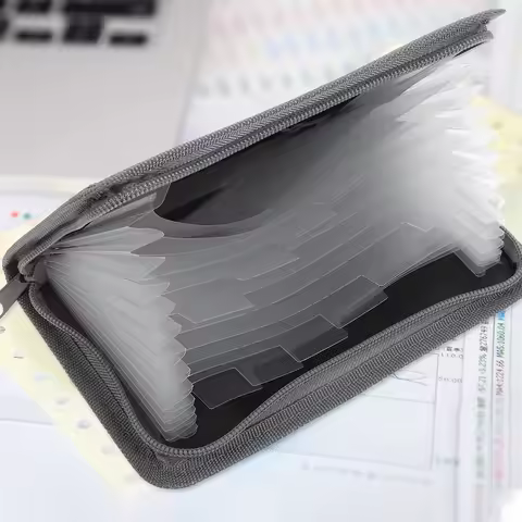 A6 Portable Accordion Folder with Zipper Multi-Function File Organizer for Receipts Bills Documents 