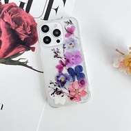 三色堇 繡球花 手作押花手機殼 適用於iPhone Samsung Sony全系