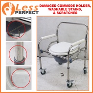 LessPerfect SlightlyDamage#2337 Foldable Commode Chair Toilet with Wheels with Chamber Pot Arinola