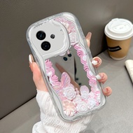 VIVO iQOO Z9 5G For hp Mirror Casing Cassing Phone Case Fashion Mirror Flower Kesing 5517 JZ