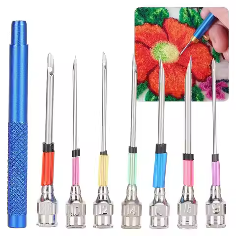1 Set Punch Needle Tool Ultra Punch Needle Steel Embroidery Handle Stitching Art With Set Needles Pu