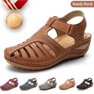 TOP❥Sandal Women Plus Size Wedge Non-slip Casual Velcro Retro Sandals Closed Toe Mules