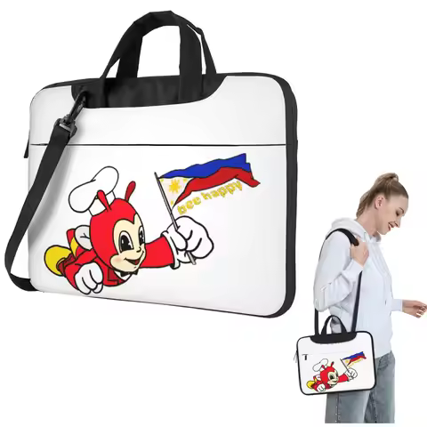 JOLLIBEE BEE HAPPY PHILIPPINE FLAG STICKER Crossbody Laptop Bag Case Computer Bag 13 14 15.6 Inch No