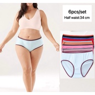 6pcs/set Plus Size XB Cotton Plain Panty Ladies Panty Women's Panties 34 Waistline