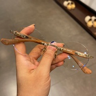 5FRJ Chrome Hearts Rimless round perforated retro prince glasses for men and women, ultra-light myop