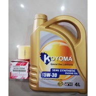 TOYOTA ALTIS 09Y, WISH 09Y, HARRIER 13Y, SIENTA PRIUS 1.8 LEXUS CT 1.8 OIL FILTER+KOYOMA 5W30 SEMI S