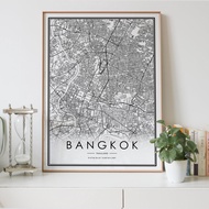 BANGKOK Thailand city map Nordic Living Room Decoration Canvas Poster Modern Home Decor Art Print Pa
