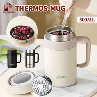 【SG】500ml Stainless Steel Vacuum Thermos Mug with Strainer & Handle Coffee Tea Drinking Cup Thermal 
