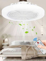 1pc LED Smart Fan Light, Ventilador de techo con control remoto de luz, ventilador de techo con luz perfil bajo, ventilador de techo con luz de 3 velocidades, atenuación LED de 3 colores, 8 cuchillas invisibles sin montaje empotrado, luz de ventilador para dormitorios y oficinas.