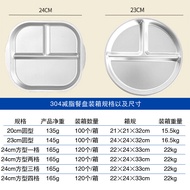 Stainless Steel Square Compartment Plate Children Baby Compartment Plate 211 Fat-Reducing Plate Thre