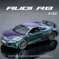 【RUM】1:32 Scale Audi R8 Super Sports Alloy Car Model Light & Sound Effect Diecast Car Toys for Boys