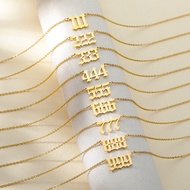 SKYRIM Custom 777 Angel Number Necklaces For Women Stainless Steel Couple Necklace Goth emo Chains C