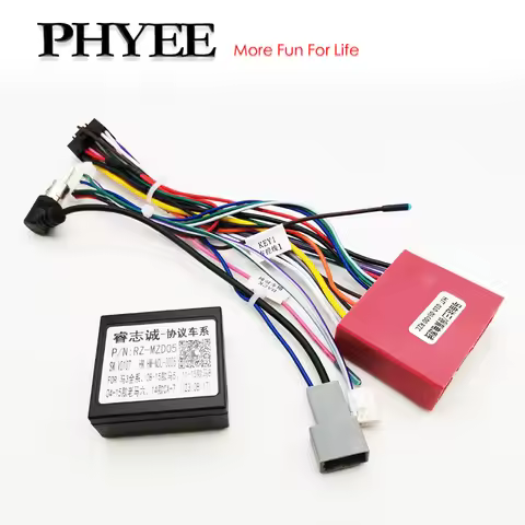 Harness Adapter CAN Bus Decoder 16 Pin to 24Pin Connector Radio Antenna Car Android Wiring Cable for